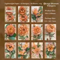 Pack de 30 papeles decorativos de flores vintage naranja para scrapbooking y diario - Susurros de Flor de Azahar