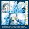 Blue fantasy illustration scrapbooking stickers with shell gold details set of 12 - Amber Glaze