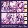 Purple fantasy DIY scrapbooking card set with fairy figures and shell gold foil - Little Morian