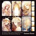 Rose Sunset DIY scrapbook cards with shell gold foil and PET material, set of 12 pieces - Rose Sunset
