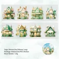 Green fairy tale house architecture stickers in PET transparent decorative washi tape - General Merchandise