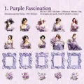 Pegatinas PET vintage moradas con figuras femeninas y rosas para decorar álbumes - Pasión Púrpura