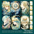 Fantasy PET stickers pack with Sun and Moon theme, shell gold foil and 12 pieces - Sun and Moon Appointment