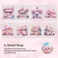 Pink Donut Shop PET decorative tape with fairy tale illustrations for DIY journaling - Donut Shop
