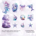 Autocollants sirène PET violets et bleus pour scrapbooking et décoration DIY - Flux Doré