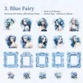 Pack de 20 pegatinas PET Blue Fairy con diseños de chicas y flores para scrapbooking - Hada Azul