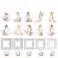 Pack de 20 pegatinas PET White Fantasy con elegantes diseños de chicas barrocas - Fantasía Blanca