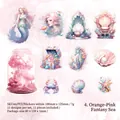 Adesivi in PET serie bagliore marino con motivi di sirene per decorazioni di diari fai da te - Mare Fantasia Arancione Rosa