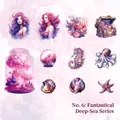Set di 11 adesivi sognanti in PET a tema sirena viola per decorazione journaling - Viola Sognante