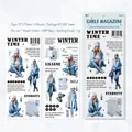 Winter Time washi stickers with 4 sheets of stylish girls and butterfly illustrations - Winter Time