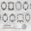 Baroque silver vintage PET tape with ornate frames and pearl gemstone patterns - Pearl Riddle