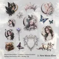 Adesivi PET Dark Academia Crescent Fairy con motivi a luna, farfalla e stile gotico - Elfo della Mezzaluna