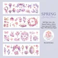 Washi-Tape Frühlingsrosen mit lila Blumenmotiven und speziellem Öl-Finish Dekor - Frühlingsrosen