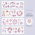 Ruban washi Roses de Printemps avec motifs floraux violets et finition huile spéciale - Roses de Printemps