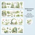 Ruban washi Midsummer Dream aux motifs de jardin aquarelle et finition huileuse - Songe d'une Nuit d'été