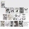 Set di 30 fogli di carta per scrapbooking vintage a tema farfalla con disegni in bianco e nero - Pellicola dell'Usignolo