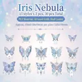 30 adesivi a farfalla in PET con effetto laser oro e luce perlata per il journaling - Fragranza di Iris