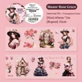 Nastro decorativo in PET con ritratti vittoriani e rose rosa per scrapbooking creativo - Fiore del Maniero