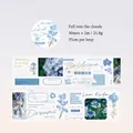 PET-Klebeband mit blauen Blumen und Wolken für Scrapbooking DIY-Projekte, 50mm x 2m - In die Wolken fallen