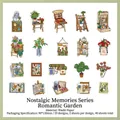 Retro scrapbook stickers featuring vintage furniture and plant designs, 40 pieces set - Romantic Garden