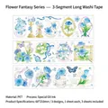 Blue floral PET masking tape set with roses, lilies and frames for scrapbooking - Cyan Jade Mist