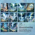 Set de 30 hojas de papel kraft decorativo tema bosque de montaña para scrapbooking estético - Senderismo