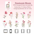 Floral PET sticker set with film frames 30 pieces for DIY scrapbooking decoration - Enthusiastic Bloom