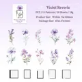 Paarse bloemen PET-stickers set met 15 ontwerpen en 30 stuks voor DIY scrapbooking - Paarse Droom