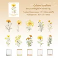 Golden sun series PET floral stickers set with yellow flowers and vintage frames - Golden Sunshine