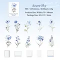 Blue Sky PET flower stickers set with 15 floral designs for scrapbooking and DIY crafts - Azure Sky