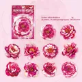Adesivi per fiori in PET peonia rosa con lamina a freddo per scrapbooking, set da 10 - Amore Folle