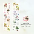 Matte PET-tape met bloem- en vlindermotieven voor scrapbooking en creatieve decoratie - Bloemen Vlinders