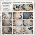 Vintage Butterfly Messenger decorative paper set with 10 patterns and 30 sheets in total - Black Butterfly Secret Letter