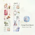 Matte PET-tape met vintage tuinfleurmotieven voor het versieren van dagboeken - Vintage Bloemenobjecten