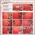 30-piece vintage butterfly scrapbooking paper set in red cinnabar theme for journaling - Cinnabar Butterfly Message