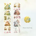 Manor Memory PET tape with yellow castle and floral watercolor patterns, 50mm x 2m - Manor Memory