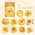 Adesivi floreali in PET gialli con lamina d'oro, serie Solo Bloom, set da 10 pezzi - Cuore Romantico
