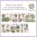 PET-Klebeband mit Aquarell-Hütten und Gartenmotiven in 60mm breiter Ausführung - Blumenspaziergang