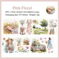 PET-Dekoband mit rosa Blumenmotiven und Aquarell-Illustrationen von Picknick und Camping - Rosa Blumig