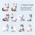 Autocollants PET imperméables série chatons Chevalier Élégant avec nœuds bleus - Chevalier Élégant