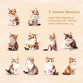 Autocollants PET série Forêt Animale avec 10 motifs de chatons orange pour vos journaux - Orange d'Automne