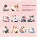 Autocollants chat fleurs en PET pour scrapbooking lot de 10 pièces 70x70mm série florale - Jouer aux Fleurs