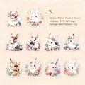 Autocollants en PET motif lapin aquarelle pour scrapbooking lot de 10 pièces mignonnes - Lapin Doux