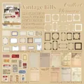 Vintage PET sticker set vergeelde bonnetjes 100 stuks voor scrapbooking decoratie - Vergeelde Kwitanties