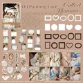 Vintage olieverf en kant PET sticker set voor journaling met 100 diverse onderdelen - Olieverf Kant