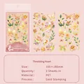 Adesivi PET con fiori e farfalle con bordi in foglia d'oro per scrapbooking - Preoccupazioni Di Ragazza