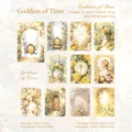 Spitzen-Sticker Göttin der Zeit mit gelben Blumen und Uhren für Scrapbooking-Projekte - Time Goddess