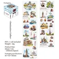 Destination Coffee PET washi tape featuring world landmarks and cafe theme for DIY journaling - Destination Coffee
