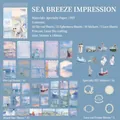 Impressionist sea theme vintage scrapbooking paper set with 50 sheets and stickers - Sea Breeze Impression