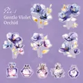 Violet Orchid PET floral stickers with transparent holographic foil finish, 10 piece set - Purple Orchid